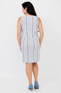Felicia Dress, Sand Stripe, Linen Bamboo