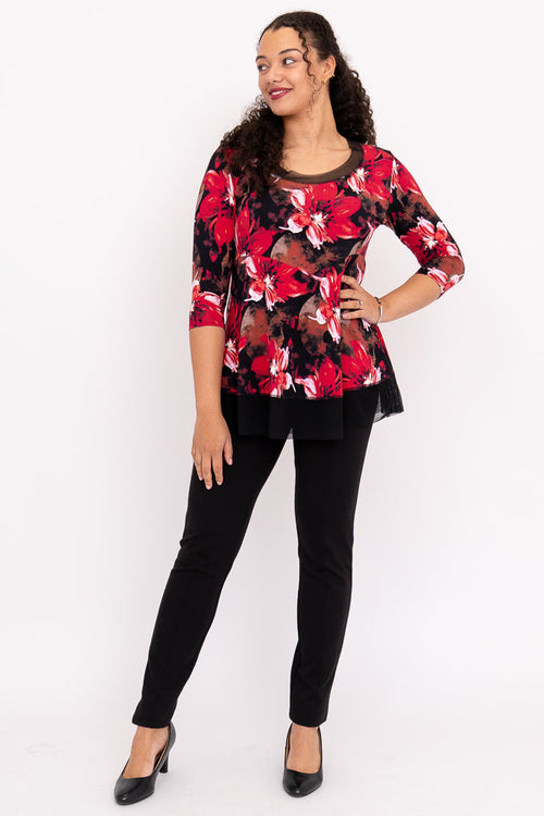 Flora Top, Lipstick Poinsetta, Bamboo