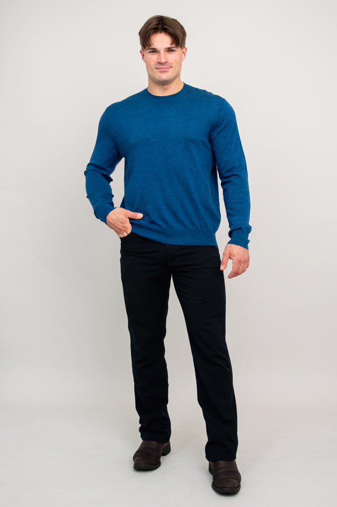 Fraser Sweater, Blue, 100% Merino Wool