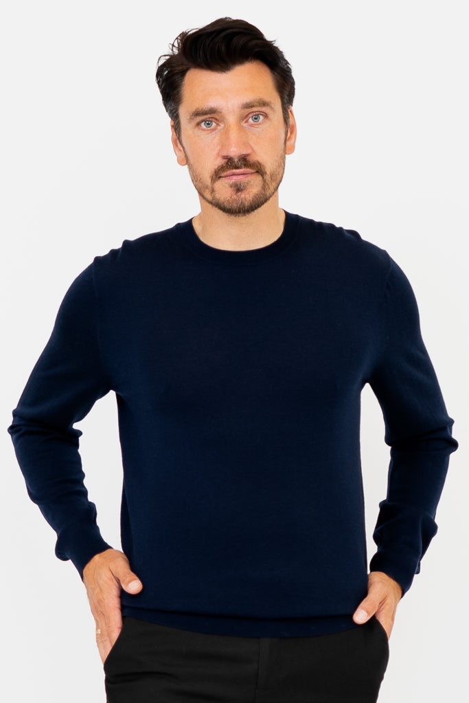 Fraser Sweater, Navy, Merino Wool