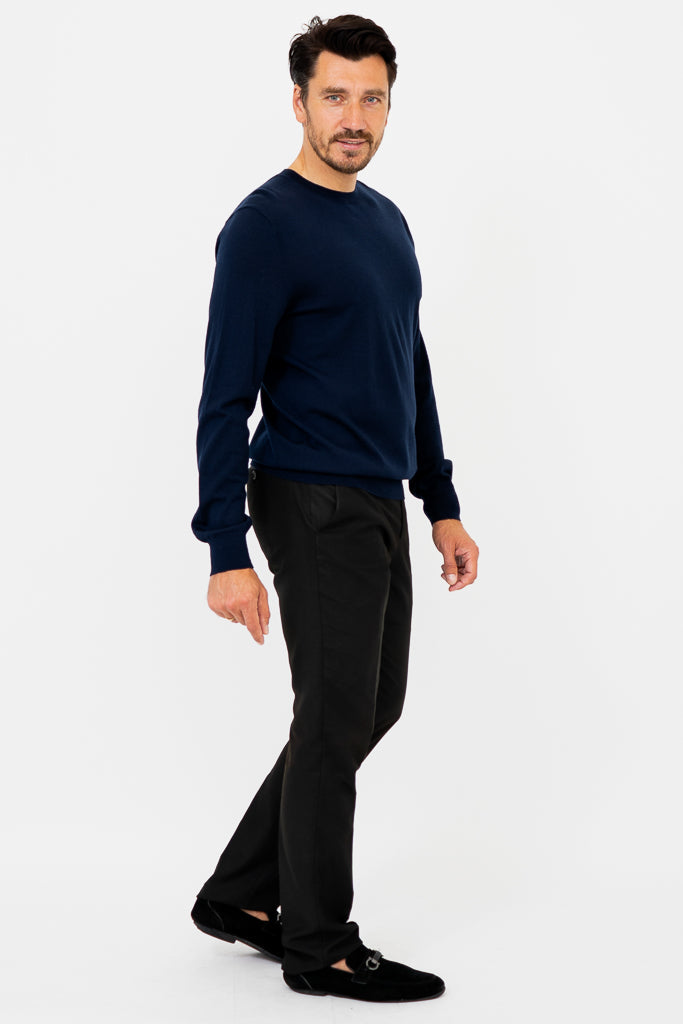 Fraser Sweater, Navy, Merino Wool