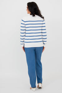 Frida Sweater, Denim Stripe, Cotton