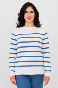Frida Sweater, Denim Stripe, Cotton