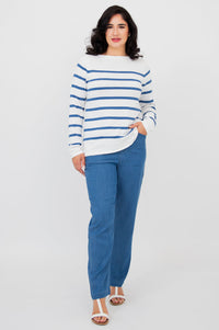 Frida Sweater, Denim Stripe, Cotton