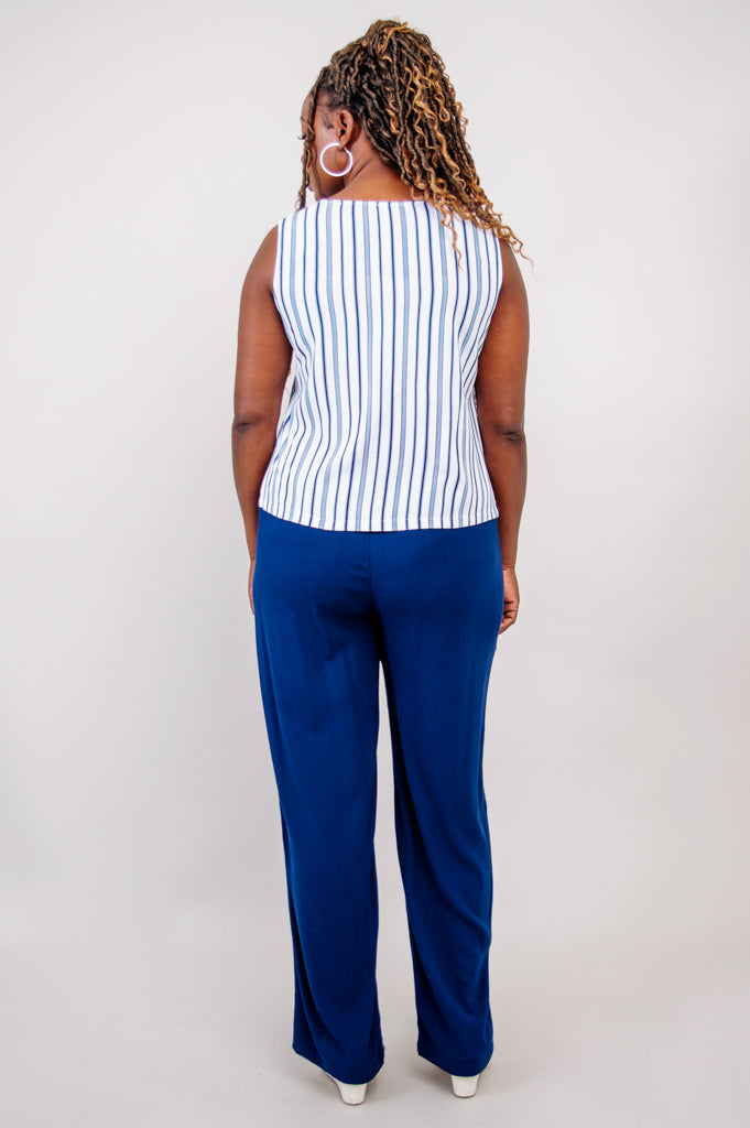 Havana Tank, Indigo Stripe, Linen Bamboo