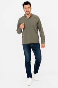 Henley Men's Shirt, Yarn Dye Khaki, Bamboo