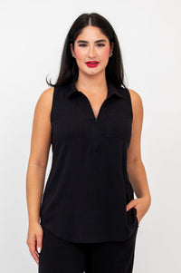 Hula Tank, Black, Linen Bamboo