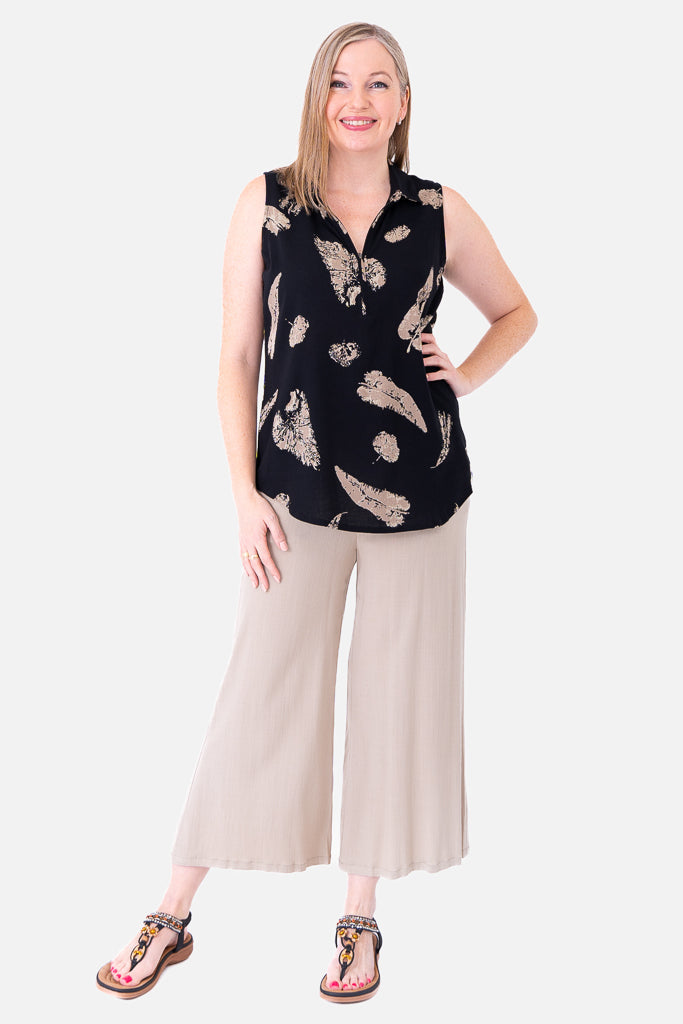 Hula Tank, Shadow Leaf, Linen Bamboo