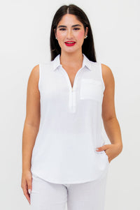 Hula Tank, White, Linen Bamboo