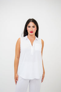 Hula Tank, White, Linen Bamboo