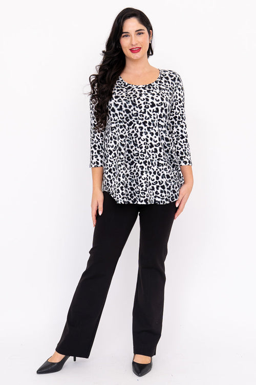 Jazz 3/4 Top, BW Leopard, Bamboo