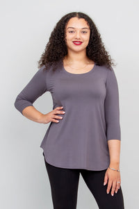 Jazz 3/4 Slv Top, Charcoal, Bamboo - Final Sale