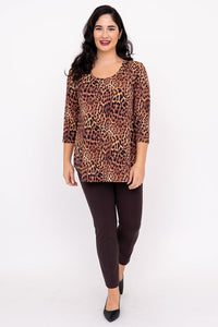 Jazz 3/4 Top, Chocolate Leopard, Bamboo