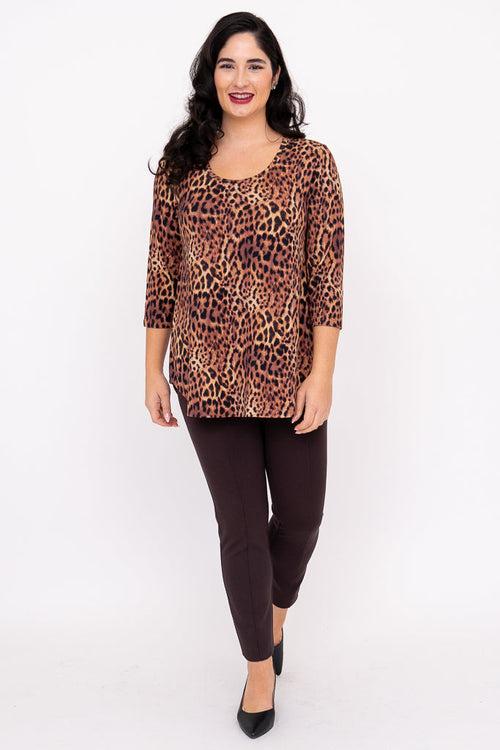 Jazz 3/4 Top, Chocolate Leopard, Bamboo