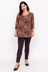 Jazz 3/4 Top, Chocolate Leopard, Bamboo