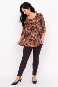 Jazz 3/4 Top, Chocolate Leopard, Bamboo