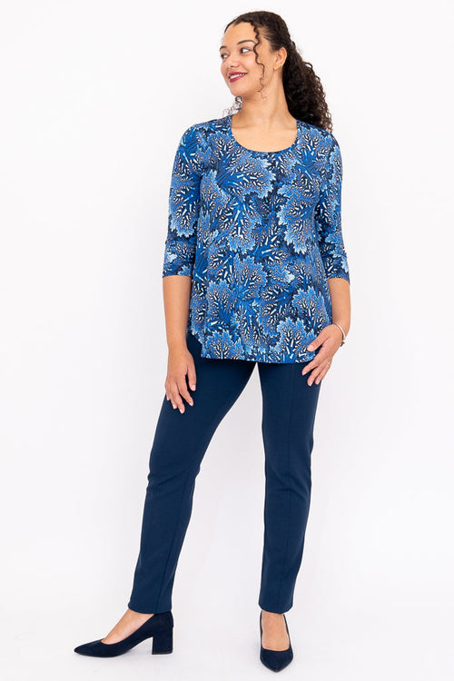 Jazz 3/4 Top, Cobalt Fossil, Bamboo