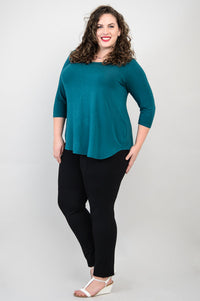 Jazz 3/4 Slv Top, Teal, Bamboo