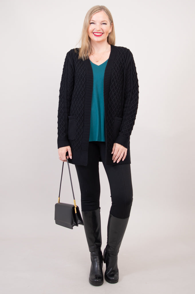 Jenny Cardigan, Black, Bamboo Cotton