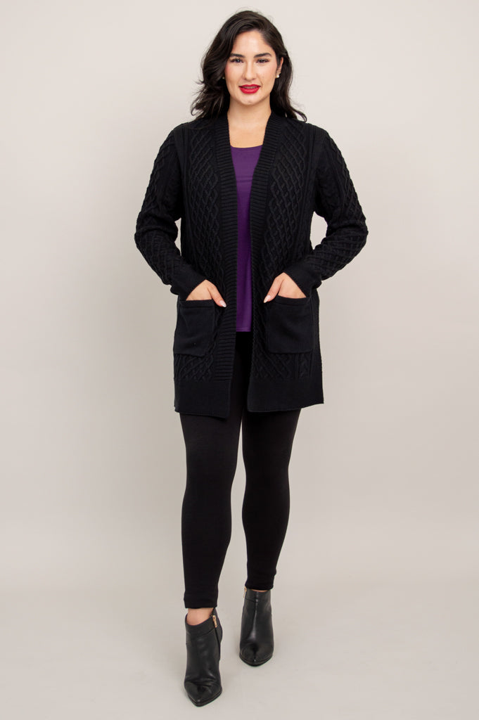 Jenny Cardigan, Black, Bamboo Cotton