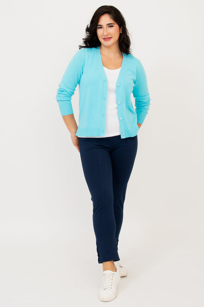 Jessica Sweater, Turquoise, Cotton