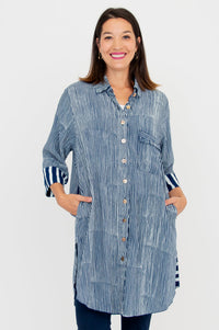 Jimal Blouse, Indigo Stripe