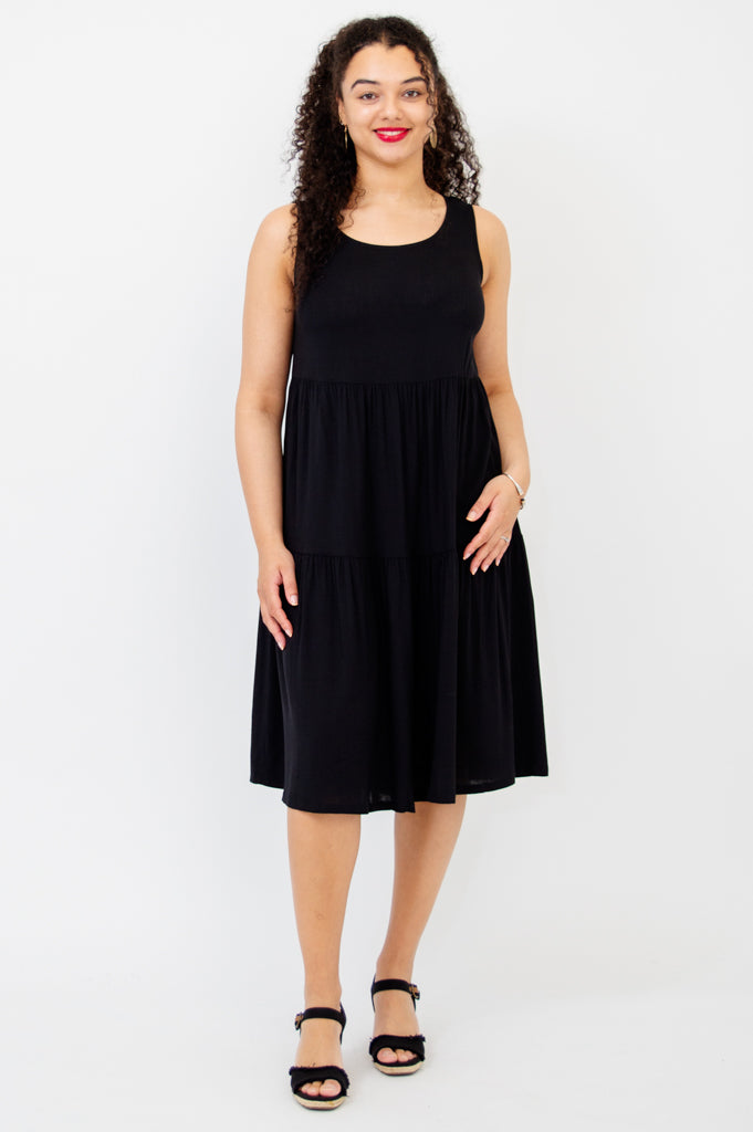 Juni Dress, Black, Linen Bamboo