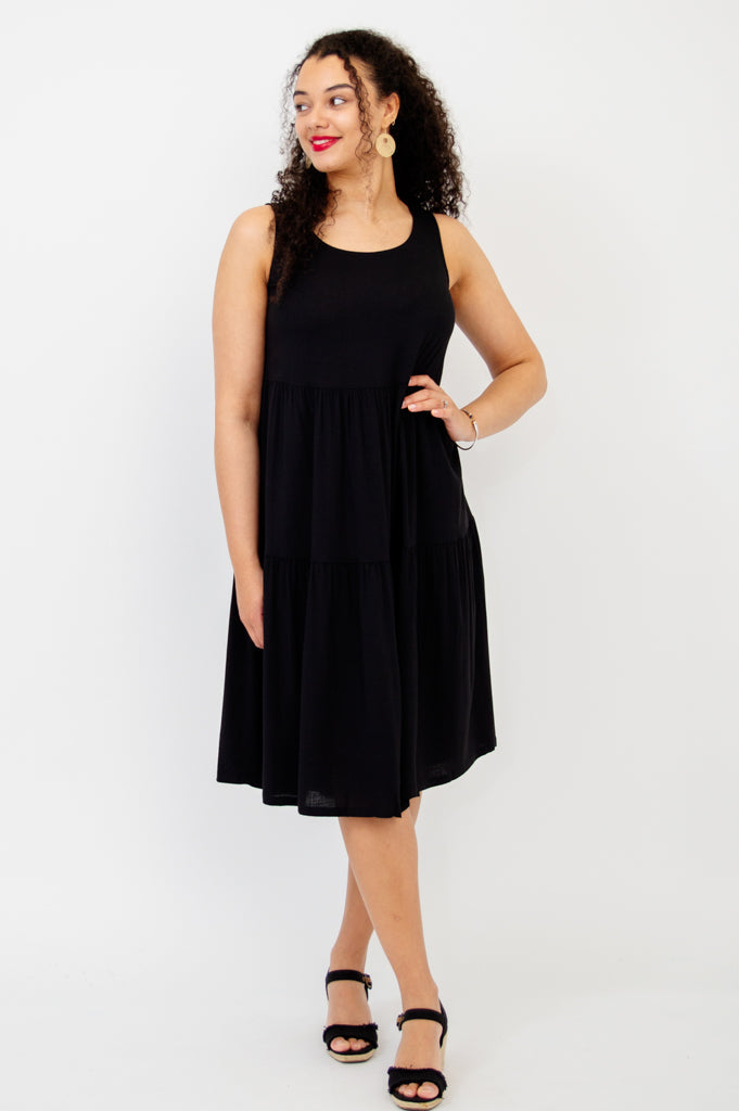 Juni Dress, Black, Linen Bamboo