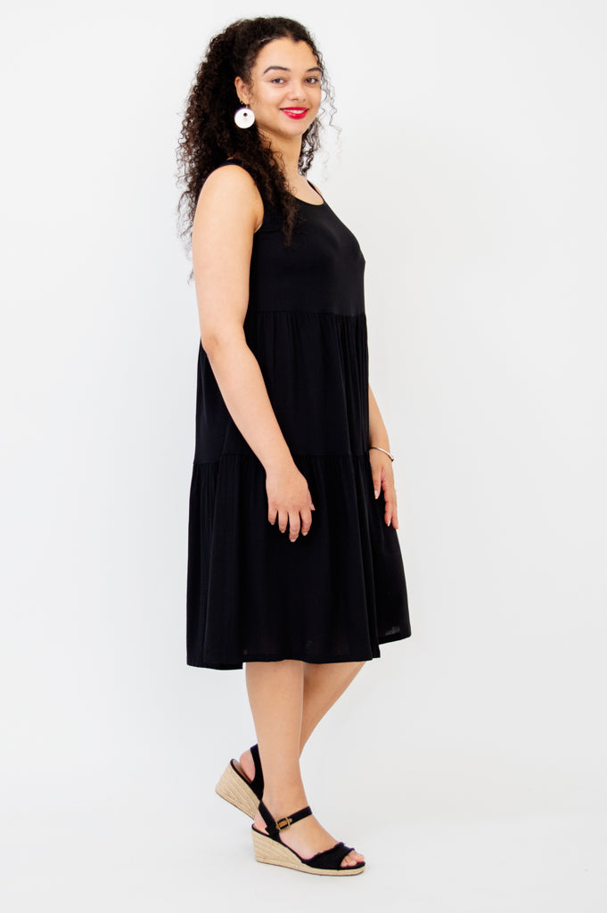 Juni Dress, Black, Linen Bamboo