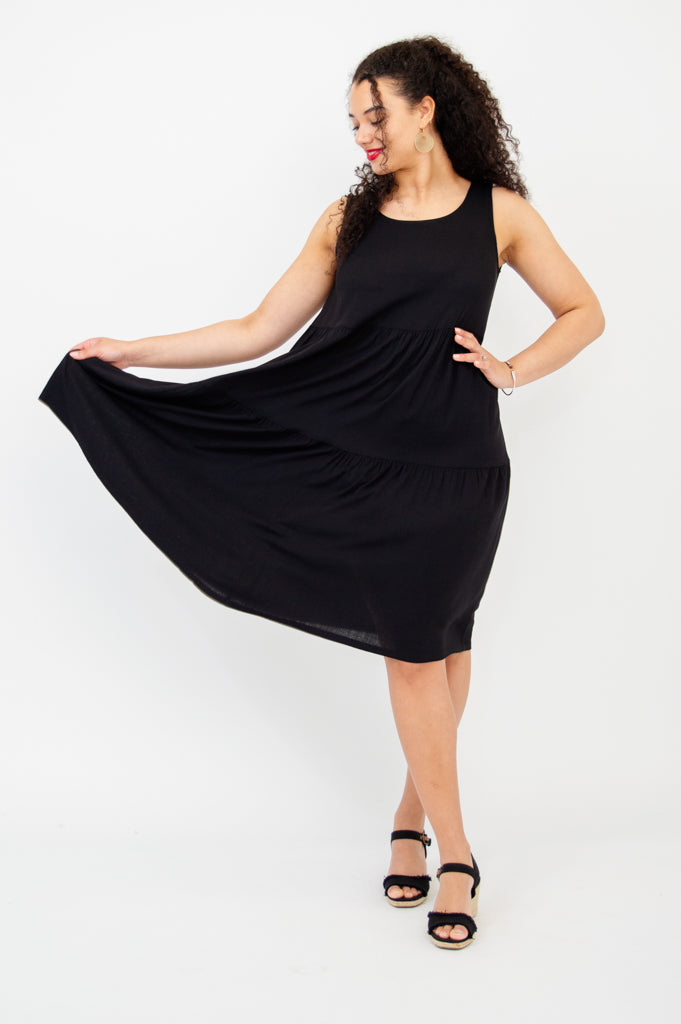 Juni Dress, Black, Linen Bamboo