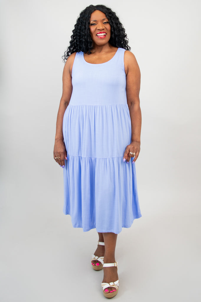 Juni Dress, Periwinkle, Linen Bamboo