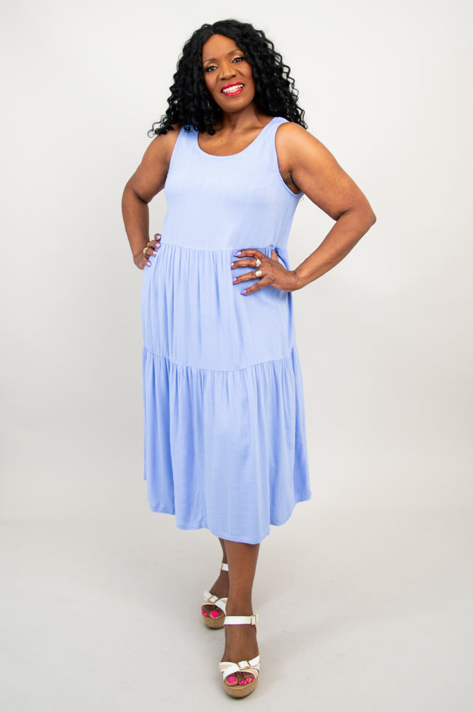 Juni Dress, Periwinkle, Linen Bamboo