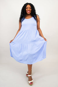 Juni Dress, Periwinkle, Linen Bamboo