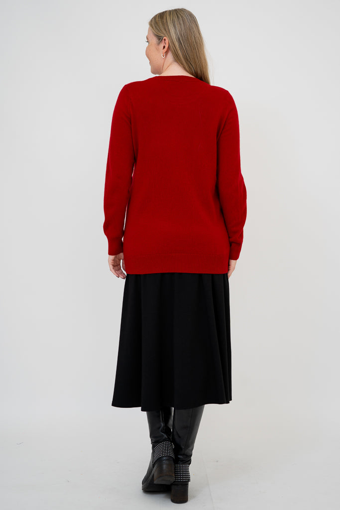 Kamila Sweater, Red, Wool Cashmere