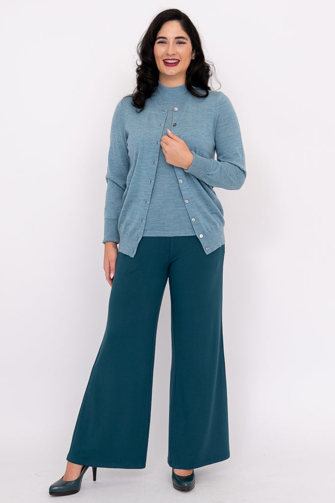 Kitten Cardigan, Teal Lite, Merino Wool