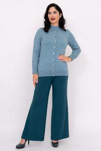 Kitten Cardigan, Teal Lite, Merino Wool