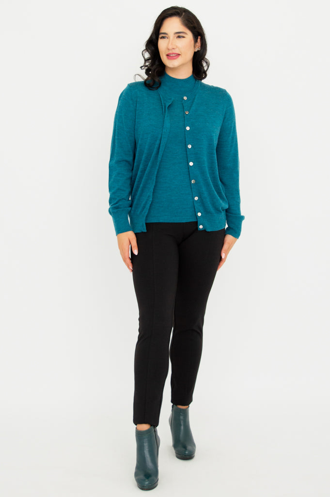 Rita Sweater, Teal, Merino Wool
