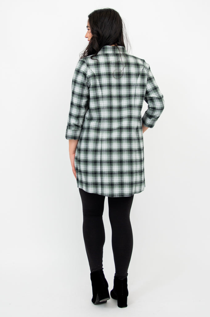 Larissa Tunic, Mint Plaid, Cotton- Final Sale