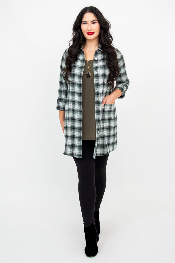 Larissa Tunic, Mint Plaid, Cotton- Final Sale