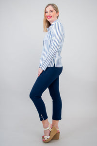 Lauren Jacket, Indigo Stripe, Linen Bamboo