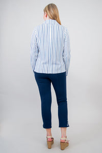 Lauren Jacket, Indigo Stripe, Linen Bamboo
