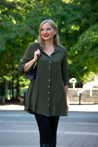 Celine Blouse, Khaki, Linen Bamboo