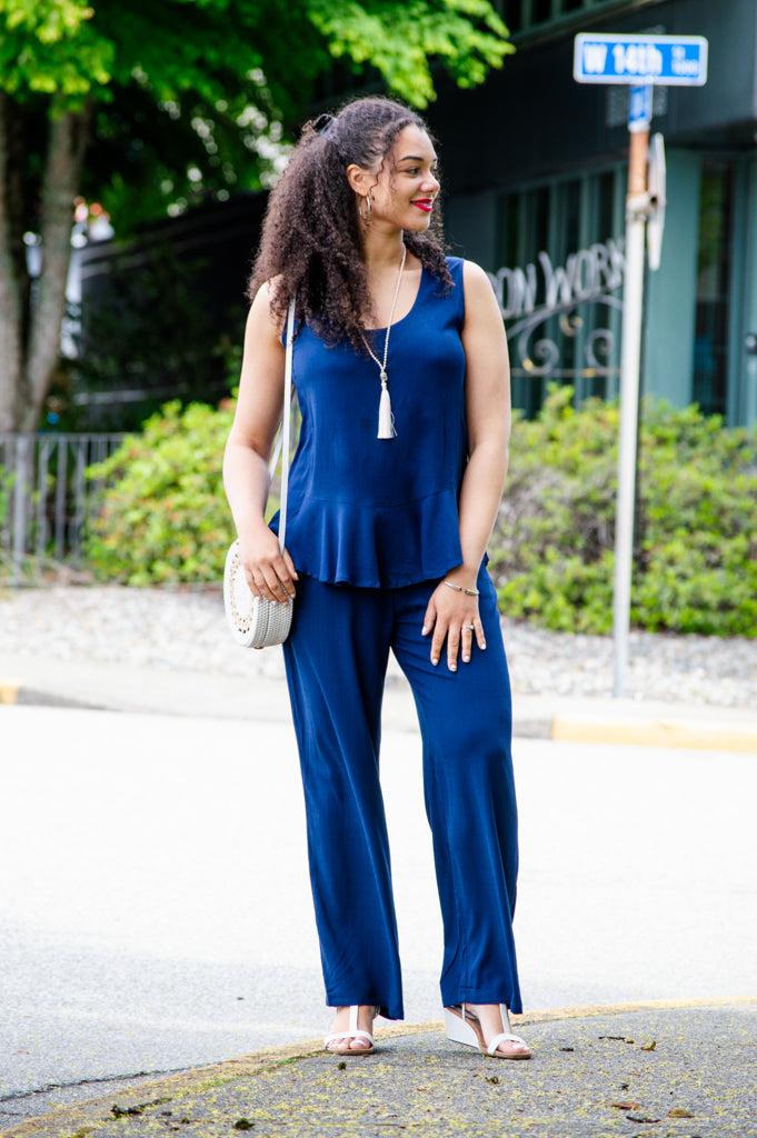 Ginny Tank, Indigo Solid, Linen Bamboo