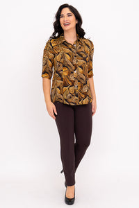 Linzy Blouse, Chocolate Autumn, Linen Bamboo