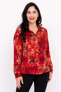 Linzy Blouse, Lipstick Zen, Linen Bamboo