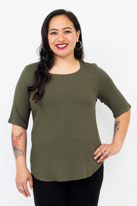 Liza Top, Khaki, Linen Bamboo