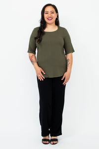 Liza Top, Khaki, Linen Bamboo