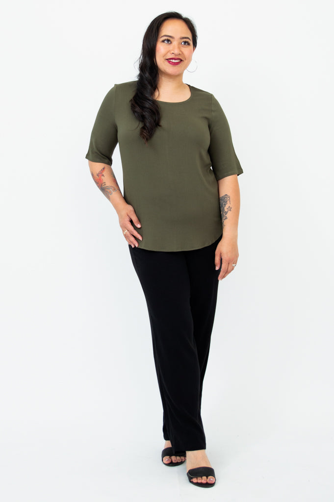 Liza Top, Khaki, Linen Bamboo