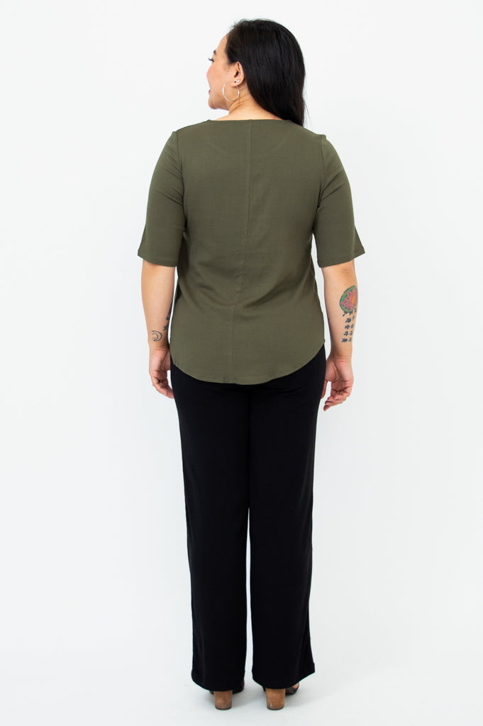 Liza Top, Khaki, Linen Bamboo