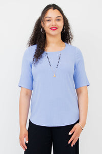 Liza Top, Periwinkle, Linen Bamboo- Final Sale